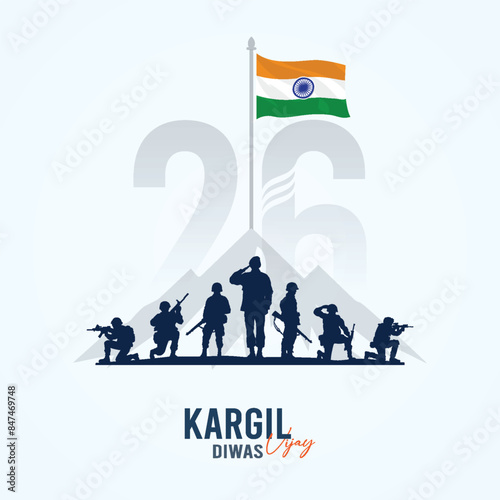 Kargil Vijay Diwas, illustration. vector, Art. Social Media Poster,   photo