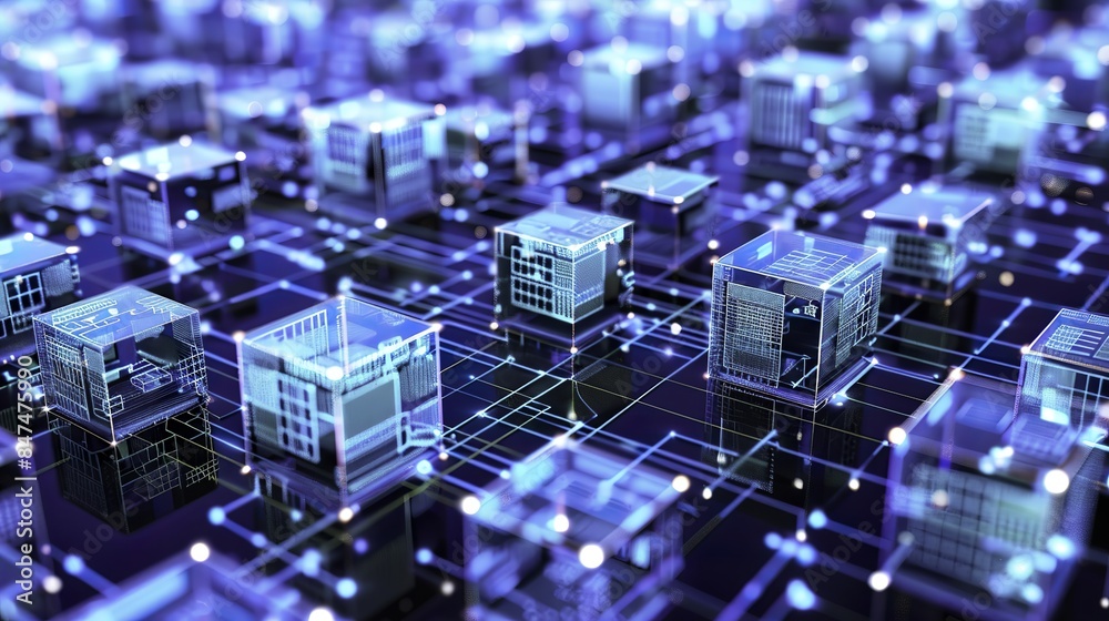 Abstract tech illustration of dynamic waves with moving dots and lines, futuristic 3D rendering, data network grid, AI concept, glowing blue dots on black screen Abstract tech illustration of dynamic waves with moving dots and lines, futuristic 3D rendering, data network grid, AI concept, glowing blue dots on black screen