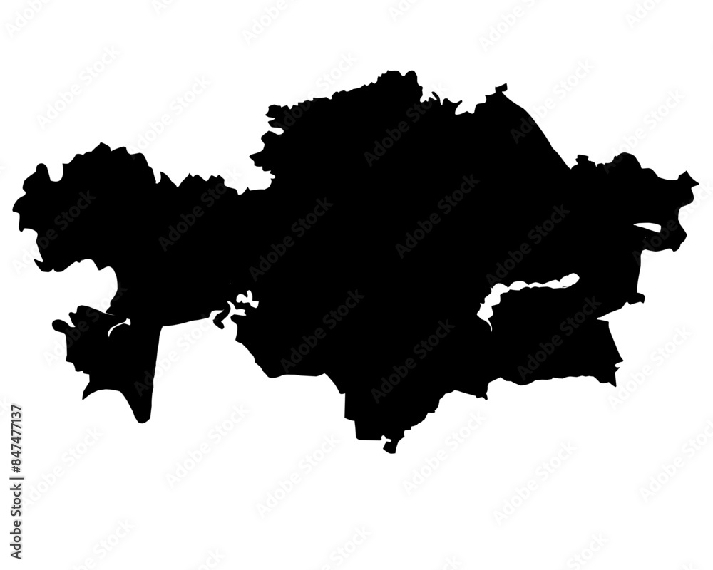 kazakhstan map silhouette on transparent background kazakhstan map silhouette on transparent background