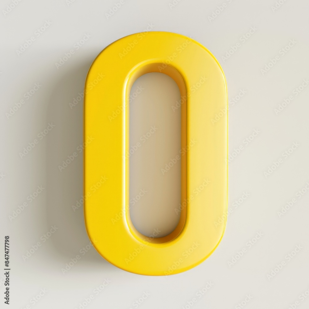 3D yellow number 0 zero on white background