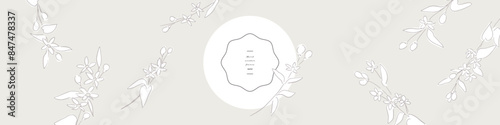 韓国風おしゃれな草木と花のポストカードセット。線画のベクター花イラスト。手描き風ナチュラルな花と草木。Postcard set of stylish Korean style plants, trees and flowers. Line drawing vector flower illustration. Hand-drawn style natural flowers and plants.