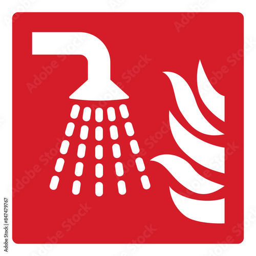 ISO fire prevention safety sign water fog applicator symbol and pictogram only size 1 x 1 square shape