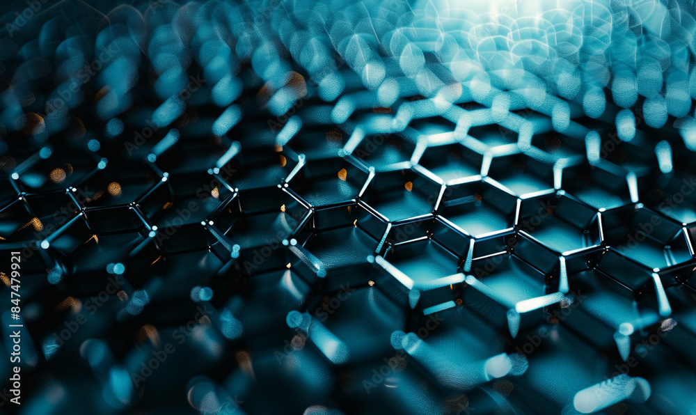 Abstract Futuristic Digital Hexagon Network in Vibrant Blue Hues Abstract Futuristic Digital Hexagon Network in Vibrant Blue Hues
