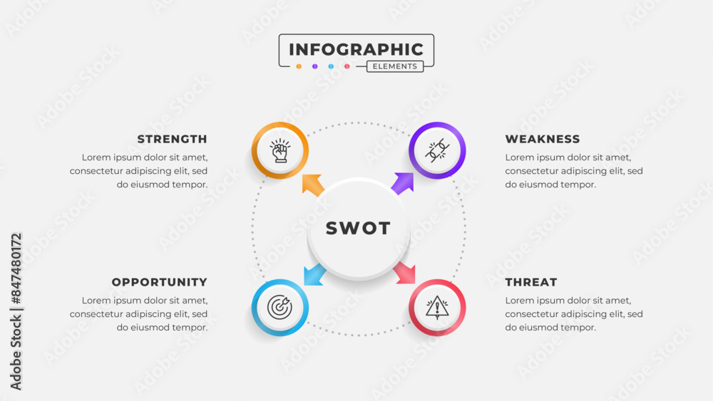Swot analysis infographic template with icons Swot analysis infographic template with icons