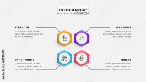 Swot analysis infographic template with icons