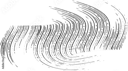 grunge black line brush strokes, Abstract brush line  stroke painting, Vector black brush stroke curved wave lines isolated on white background for design element