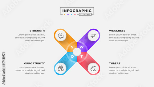 Swot analysis infographic template with icons