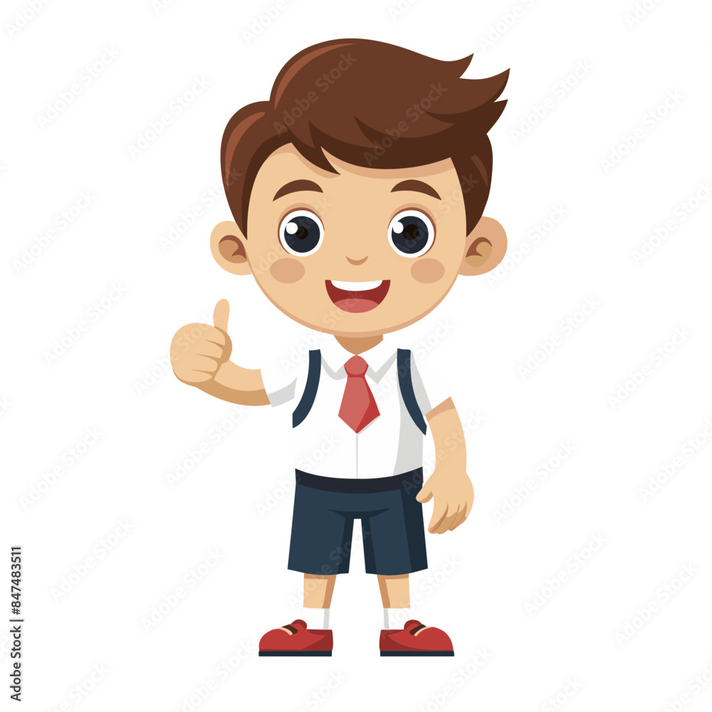 Smart And Brilliant Junior School Student Posing Thumb Up Smart And Brilliant Junior School Student Posing Thumb Up