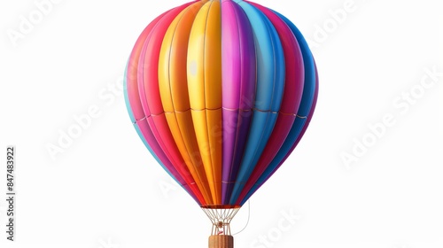 A colorful hot air balloon with a striped pattern on a transparent background