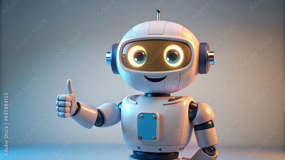 Naklejka premium Cute Robot Pointing at Copy Space for Your Message
