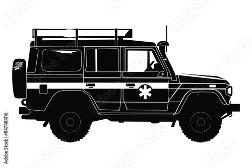 Emergency vehicle silhouette vector