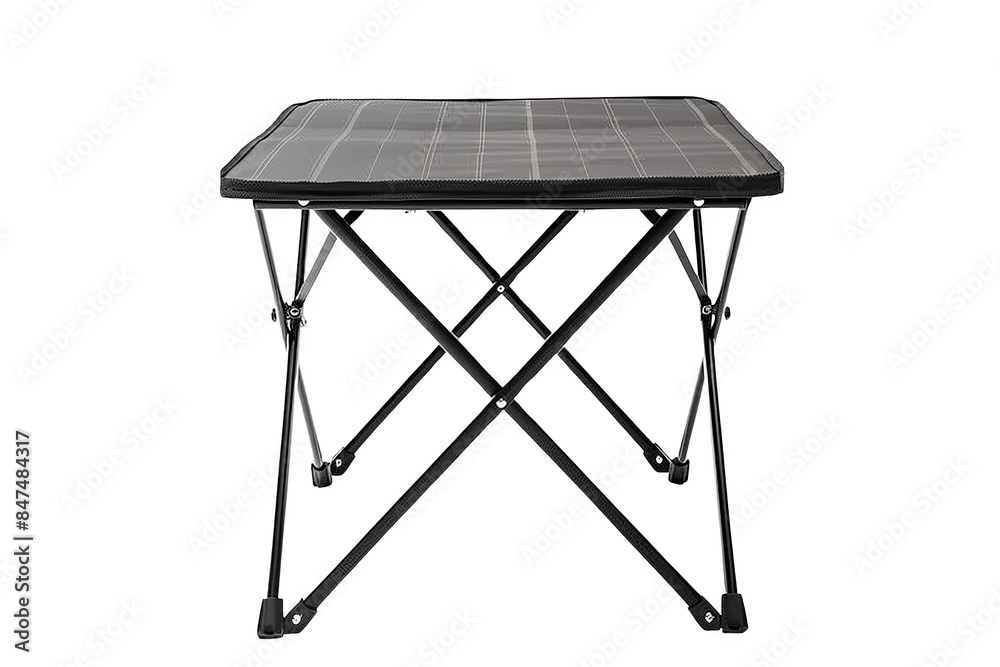 Isolated on white background, a compact folding table with a lightweight aluminum frame, ideal for outdoor picnics, camping, or small space living Isolated on white background, a compact folding table with a lightweight aluminum frame, ideal for outdoor picnics, camping, or small space living