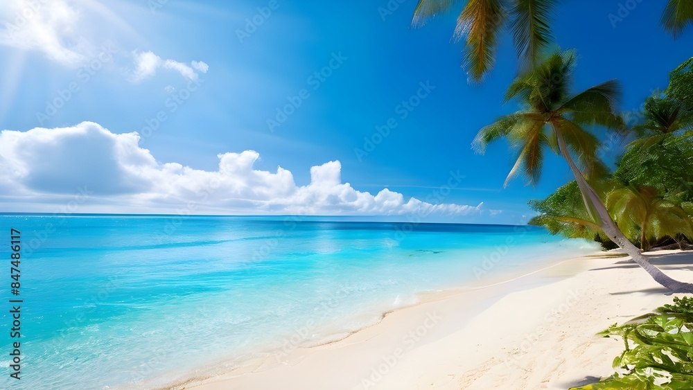 Fototapeta premium Tropical beach with palm trees