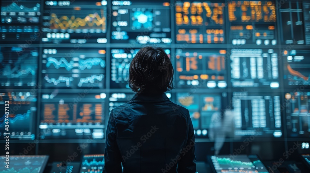 A person stands before a data chart, presenting and evaluating the information to highlight significant patterns and conclusions. A person stands before a data chart, presenting and evaluating the information to highlight significant patterns and conclusions.