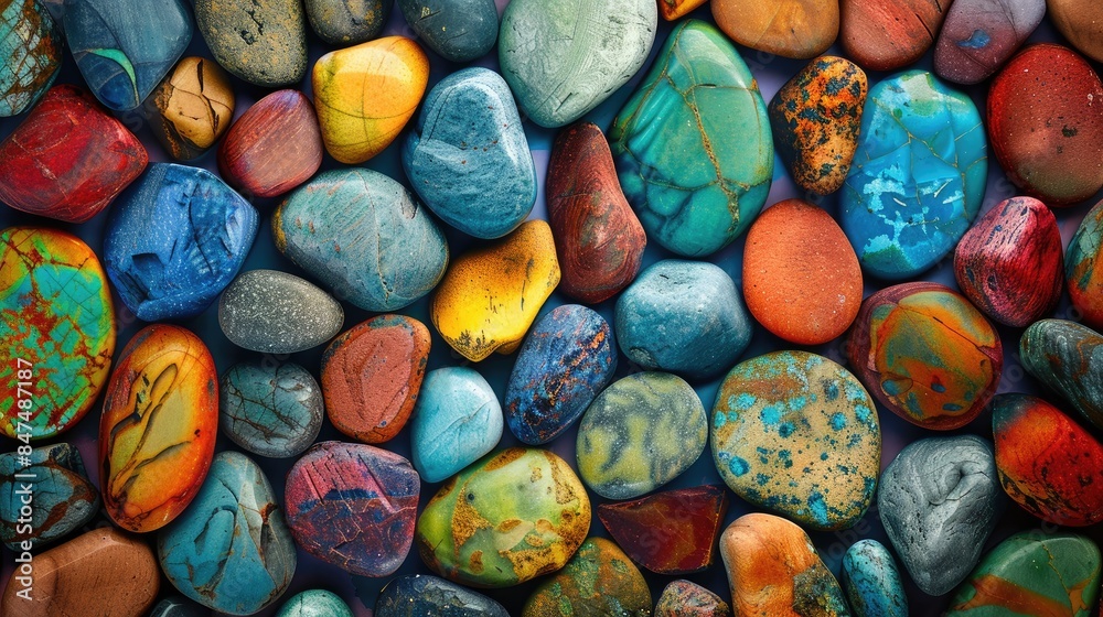 Textured background with colorful stones