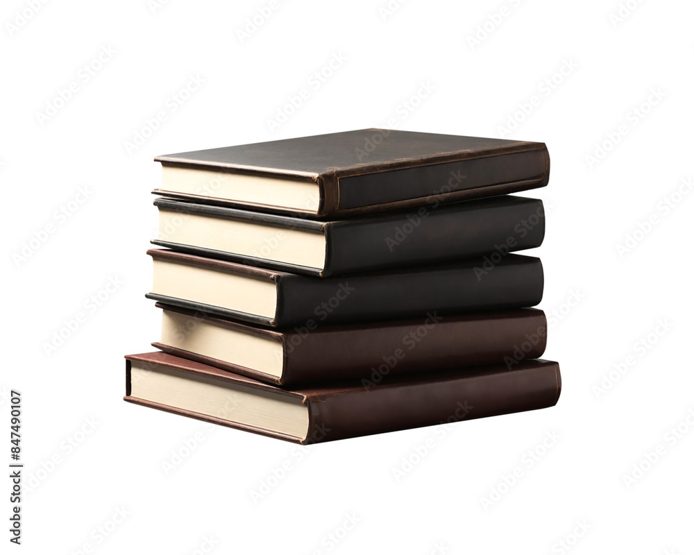 A stack of old books isolated , png file , AI Generated