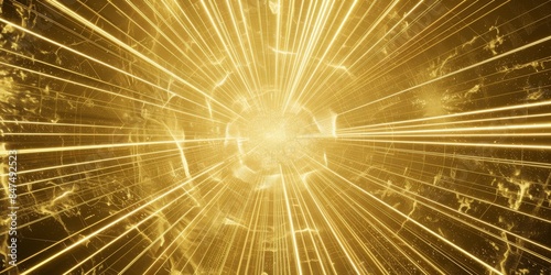 Dynamic Abstract Gold Light Burst with Sparkling Particles and Vibrant Neon Brilliance for Modern Design
