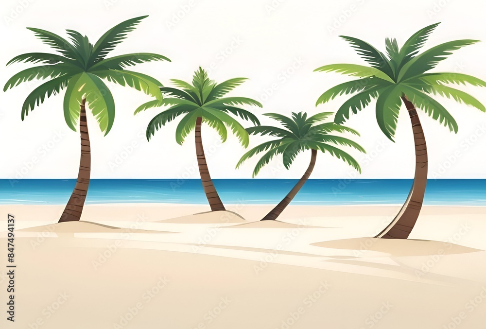 Obraz premium Summer Beach Palm Tree Illustration