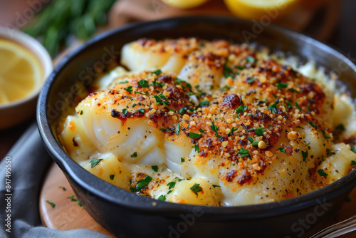 baked fish and cheese.