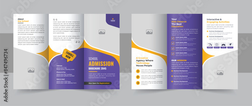 Unique & creative kids back to school admission trifold brochure template, educational institute admission tri fold brochure layout