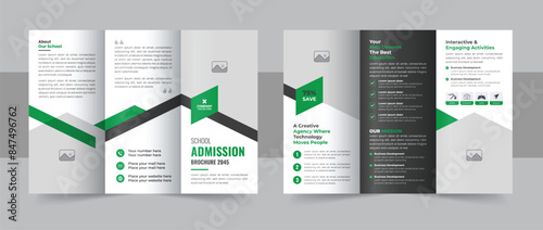 Kids back to school admission trifold brochure design template, education institute admission tri fold layout