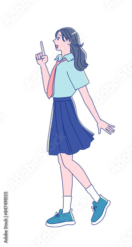 制服を着たアニメ風の女子学生
