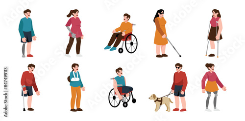 Disabled People Vector Set
