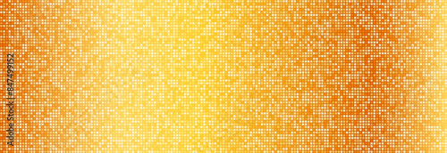 Gold disco party pattern. Yellow square sequin mosaic texture background. Abstract golden shining glitter halftone wallpaper. Pop up comic sparkling glitter backdrop. Retro vector design template