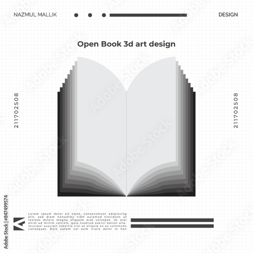 Open  Book 3d Art vector Illustration
