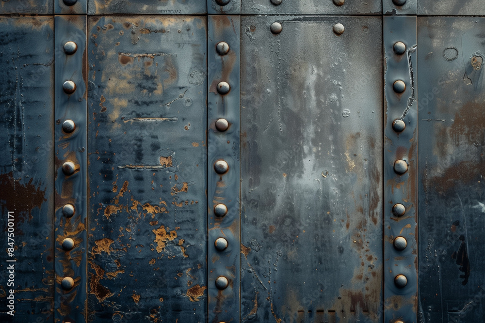 A metal surface with a lot of scratches and dents. The surface is old and worn, with a lot of rust and dirt. Scene is one of decay and neglect A metal surface with a lot of scratches and dents. The surface is old and worn, with a lot of rust and dirt. Scene is one of decay and neglect