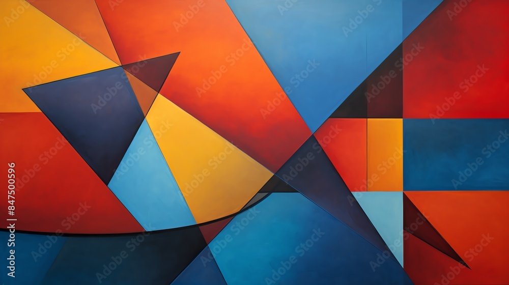 Fototapeta premium Geometric abstract art in bold primary colors