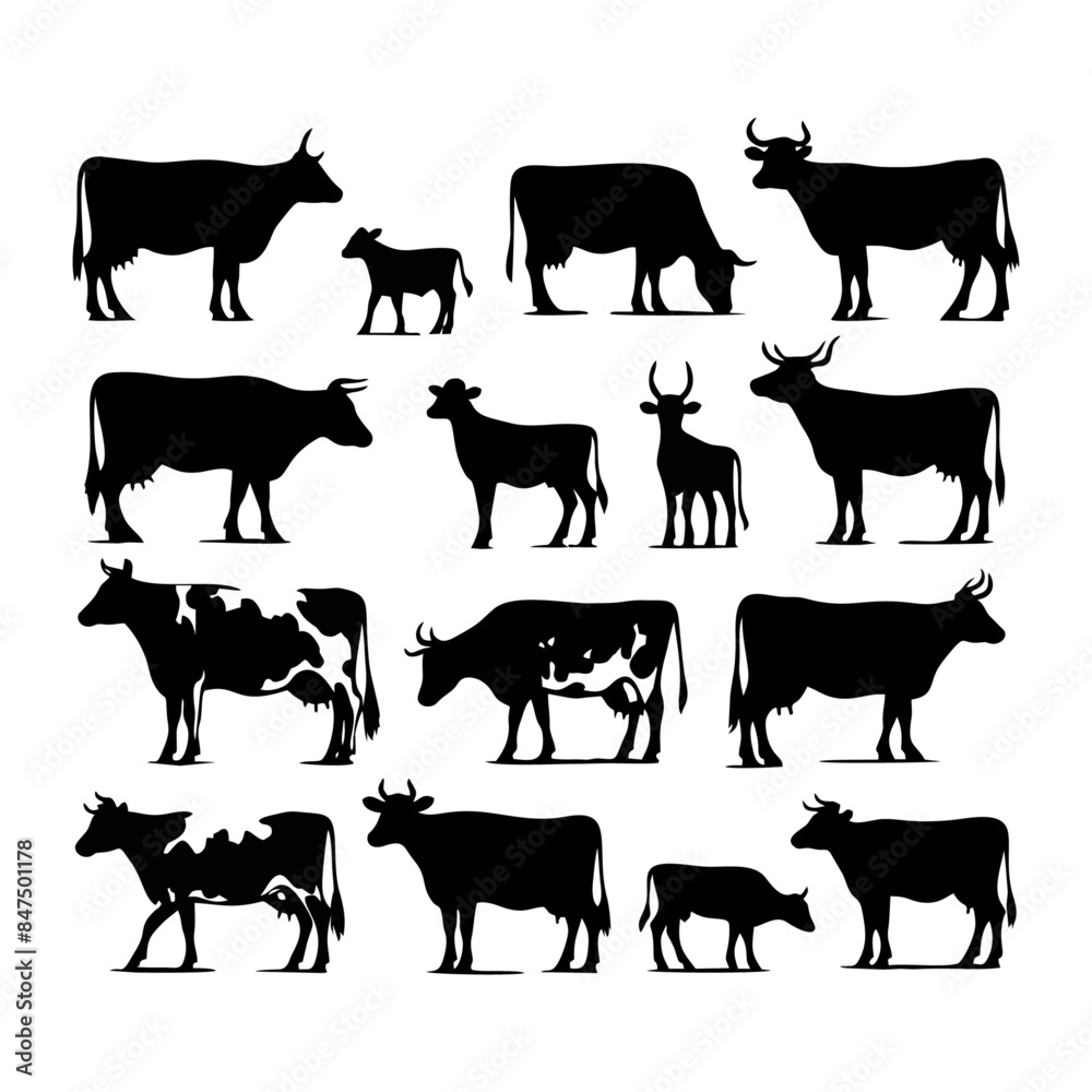 cow Farms icon set logo illustration vector template Design black cow Farms icon set logo illustration vector template Design black