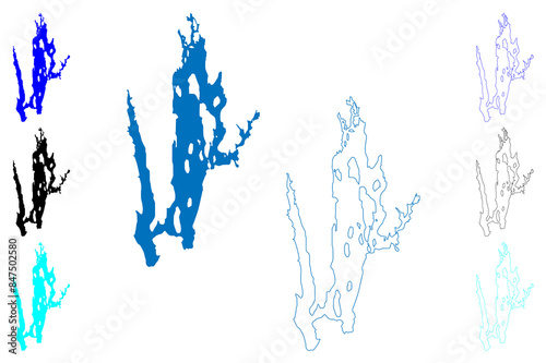 Lake Quabbin Reservoir (United States of America, North America, us, usa, Massachusetts) map vector illustration, scribble sketch Winsor Dam, Goodnough Dike map photo