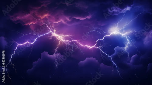 Purple lightning in the sky