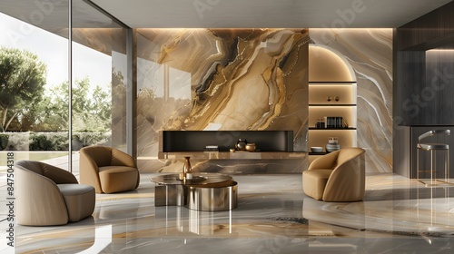 luxury black and gold marble interior