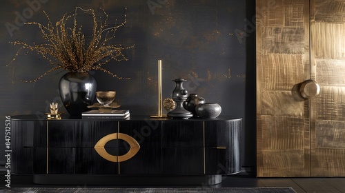luxury black and gold marble interior