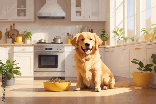 dog illustration golden retriever sitting