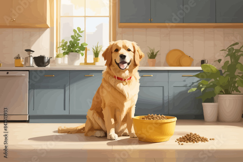 dog illustration golden retriever sitting