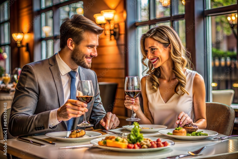 young couple having dinner in a restaurant young couple having dinner in a restaurant