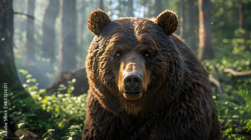 Captivating Close up of a Curious Bear in a Lush Forest Wilderness Captivating Close up of a Curious Bear in a Lush Forest Wilderness