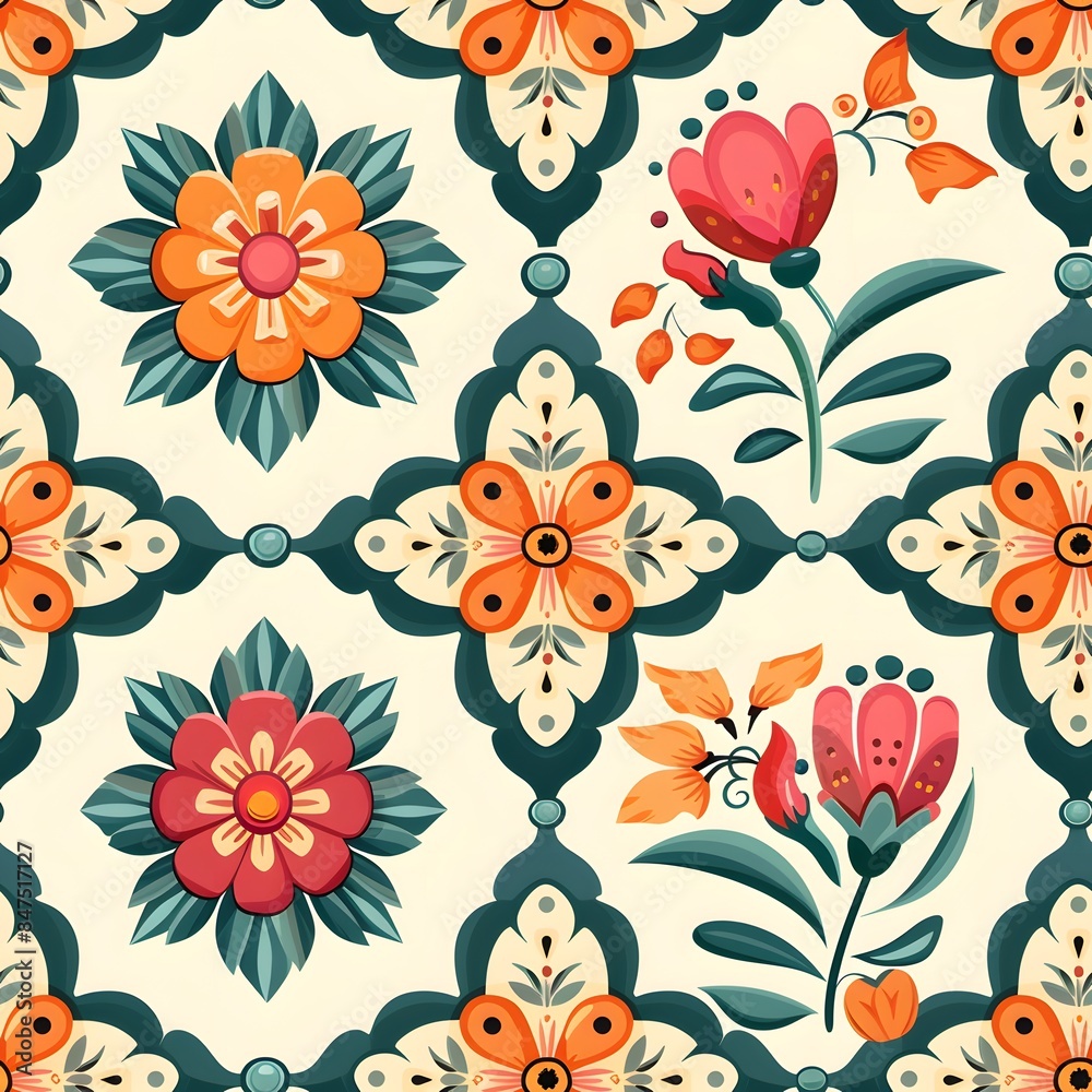 Fototapeta premium Seamless ornament on background. Floral ornament on background. Texture for wallpaper and backgrounds. Pattern for wallpaper.