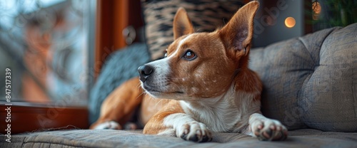 A Basenji Or African Non-Barking Dog, Also Known As A Congolese Bush Dog, In A Comfortable Apartment, HD photo