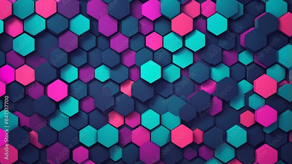 Mosaic of hexagons in gradient colors Mosaic of hexagons in gradient colors