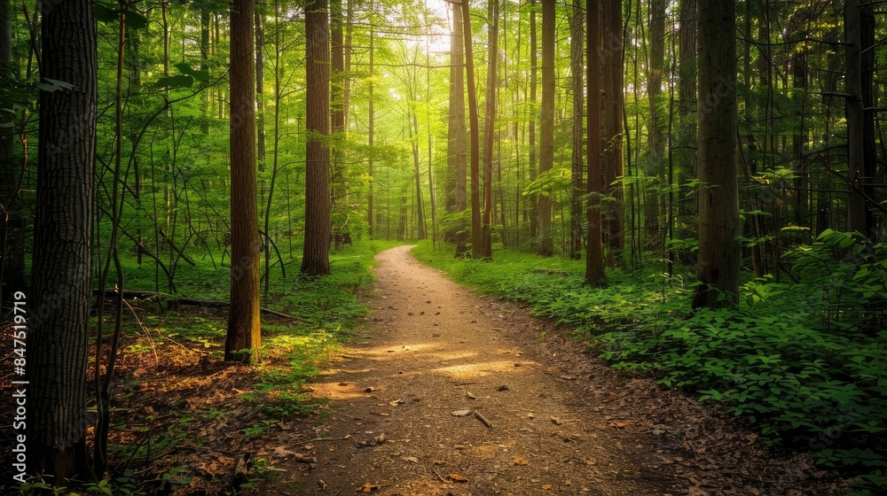 Obraz premium A trail for hiking in the woods