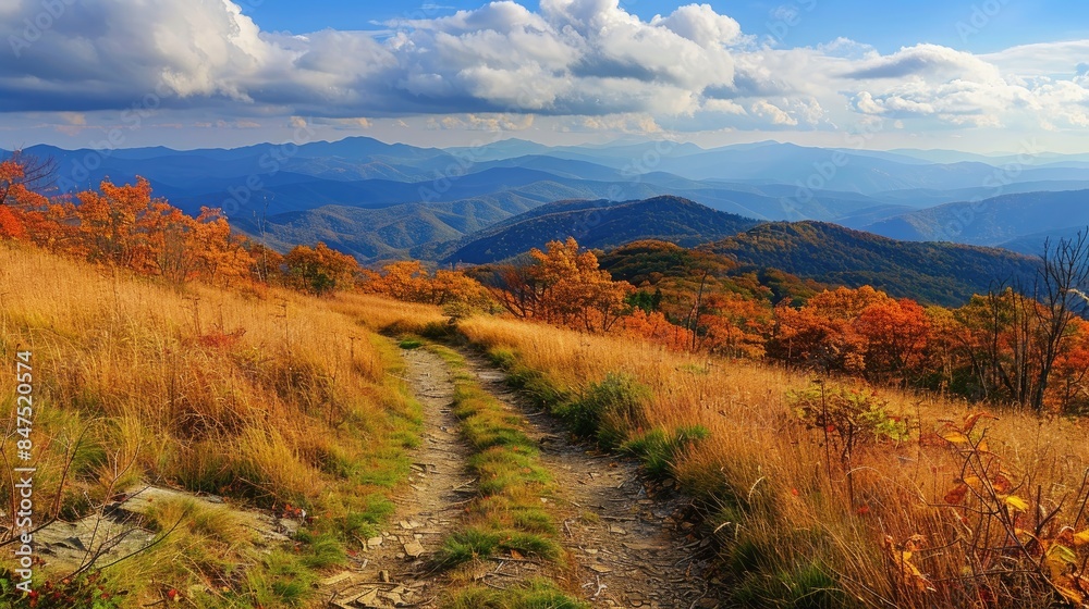 The Start of Fall in Elevated Areas Hiking Through Nature Scenic Mountain Vistas and Mountain Trails for Leisure The Start of Fall in Elevated Areas Hiking Through Nature Scenic Mountain Vistas and Mountain Trails for Leisure
