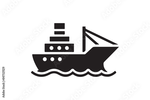 Ship icon silhouette vector art illustration.