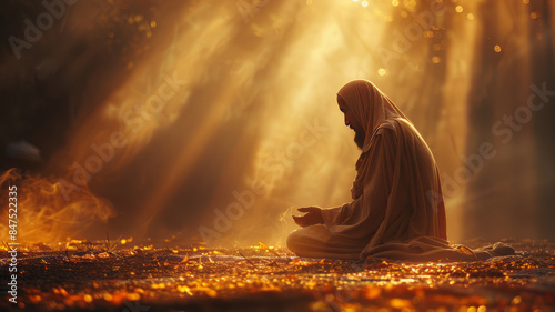 muslim man praying.generative ai photo