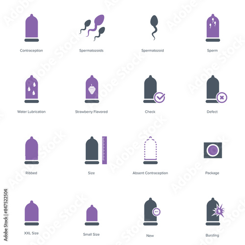 Condom icon set. Safe sex icon vector illustration	