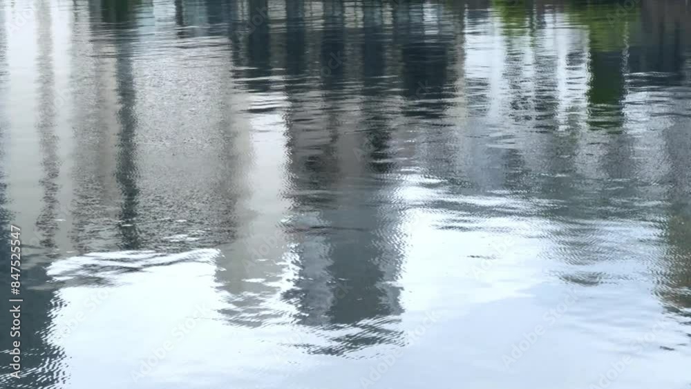 Buildings reflected in calm water creating a mirror-like effect on a clear day Buildings reflected in calm water creating a mirror-like effect on a clear day