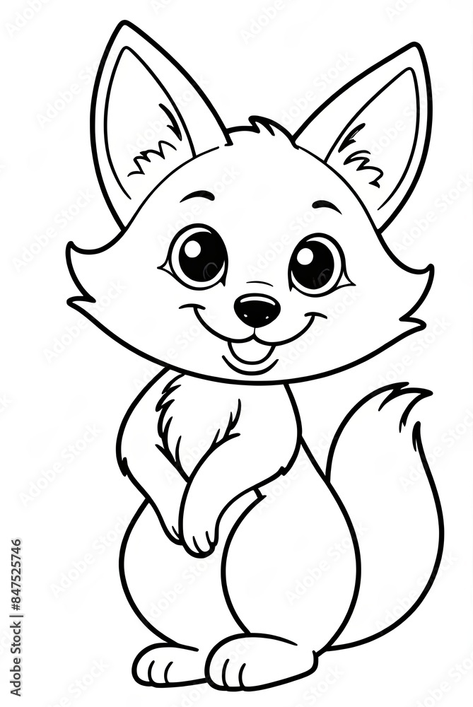 Fox Kids coloring page book art, line art, black and white illustration Fox Kids coloring page book art, line art, black and white illustration